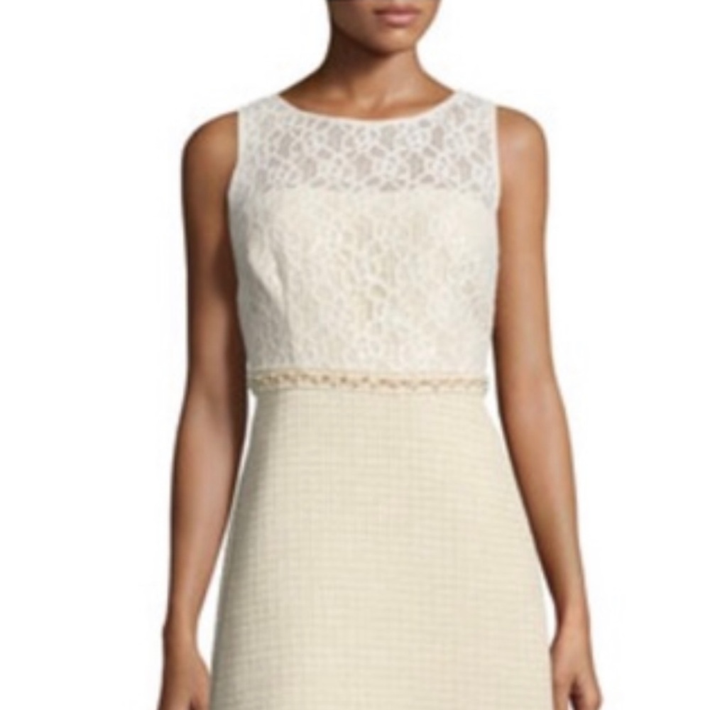 Kay Unger lace and tweed Cream and gold Dress size 10